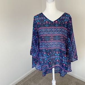 Boho Chic Sheer Poncho Blouse 💕